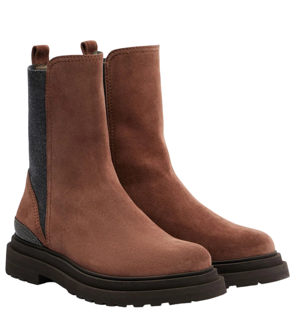Brunello Cucinelli Monili Suede Chelsea Boots