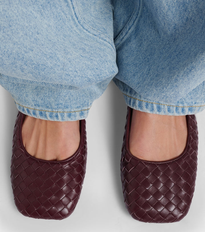 Charlotte Intrecciato leather ballet flats