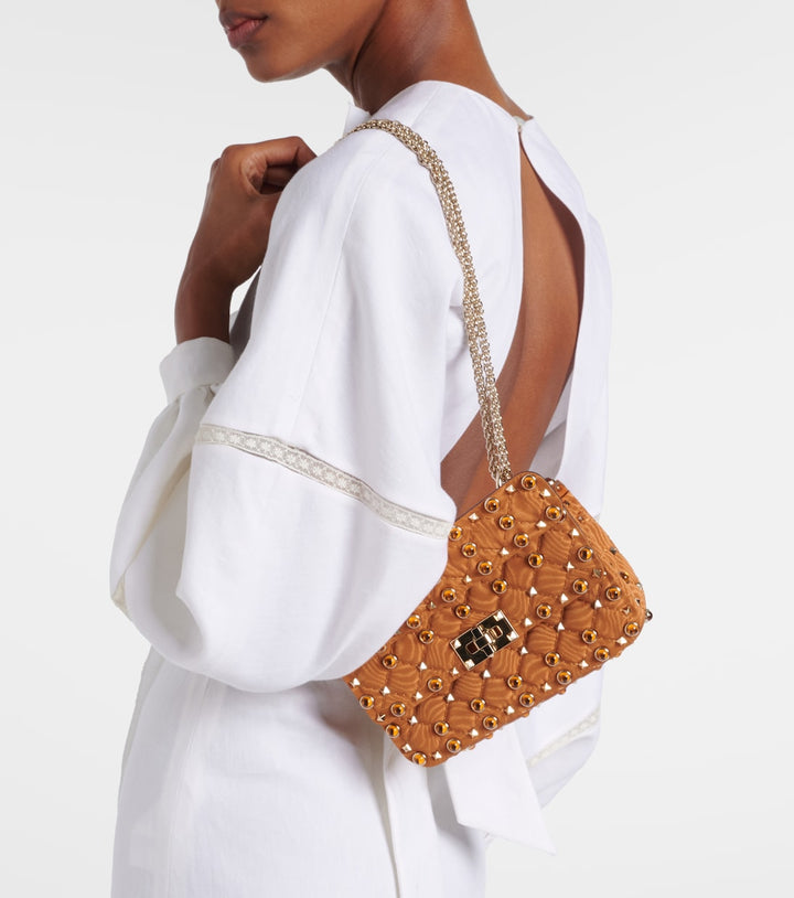 Valentino Garavani Rockstud Spike Small moiré top-handle bag