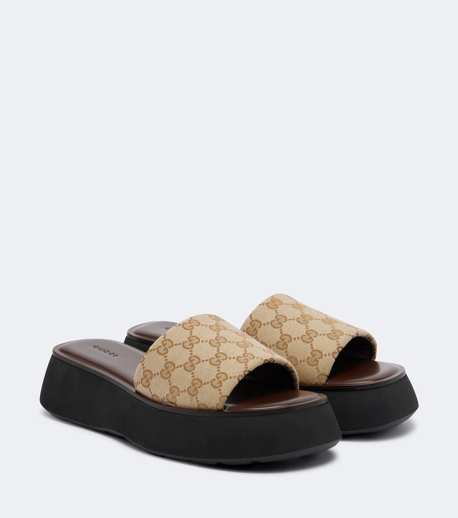 Gucci GG canvas platform slides