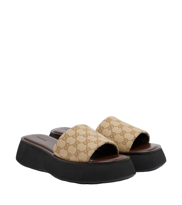 Gucci GG canvas platform slides