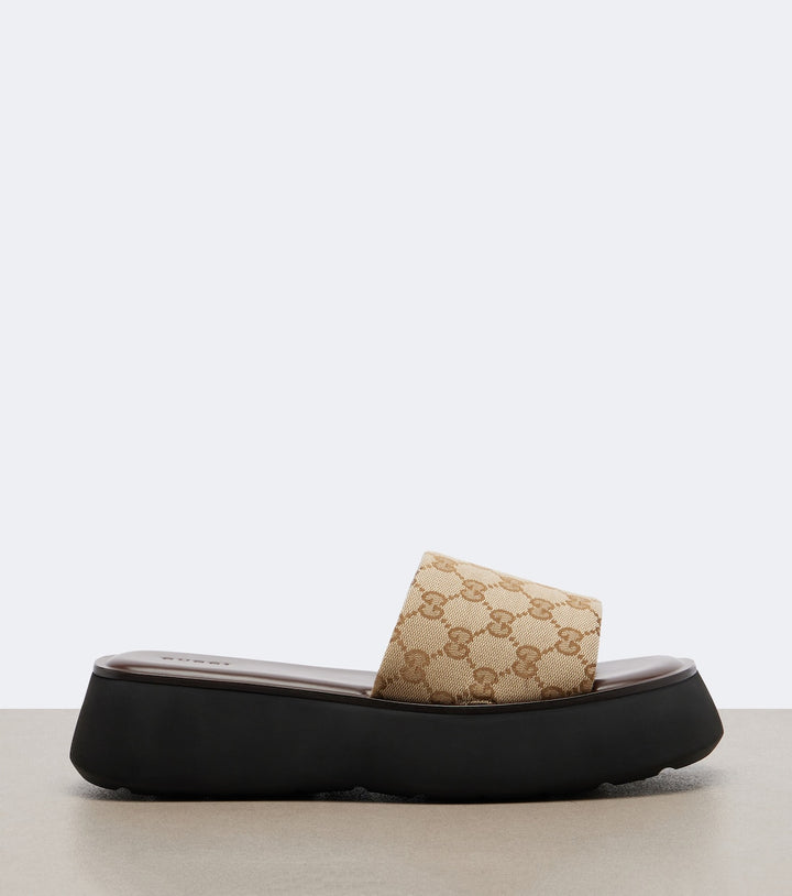 Gucci GG canvas platform slides