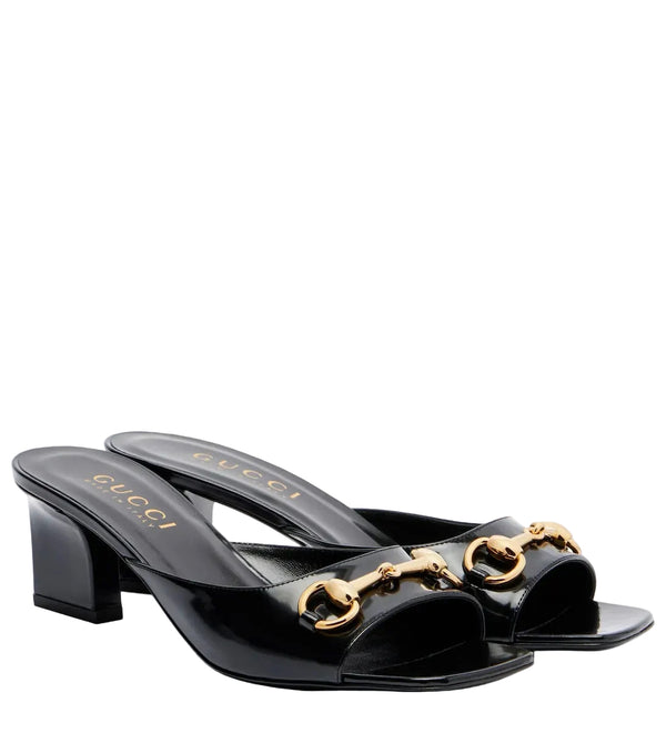 Gucci Signora Horsebit patent leather mules
