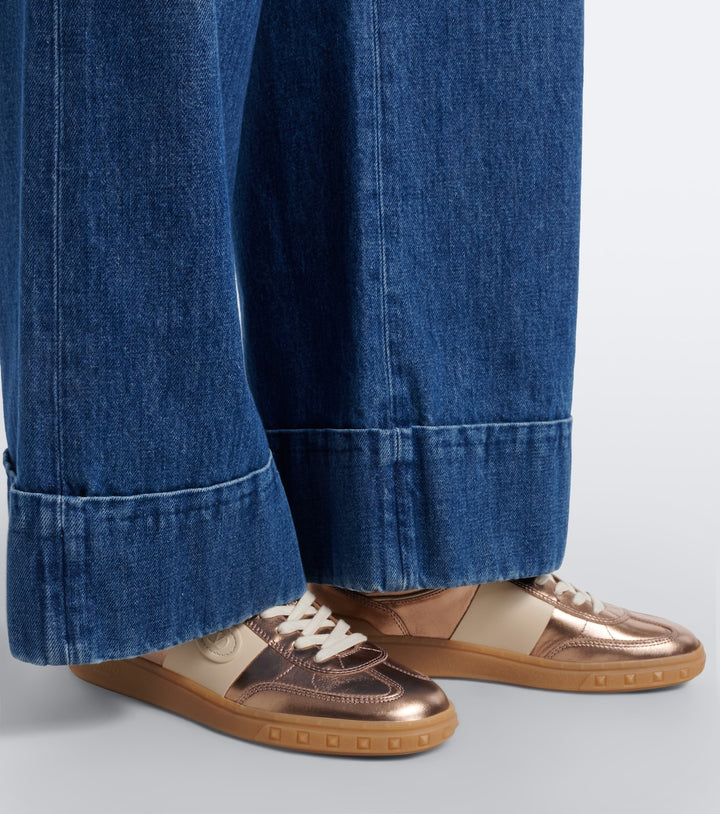 Upvillage metallic leather sneakers