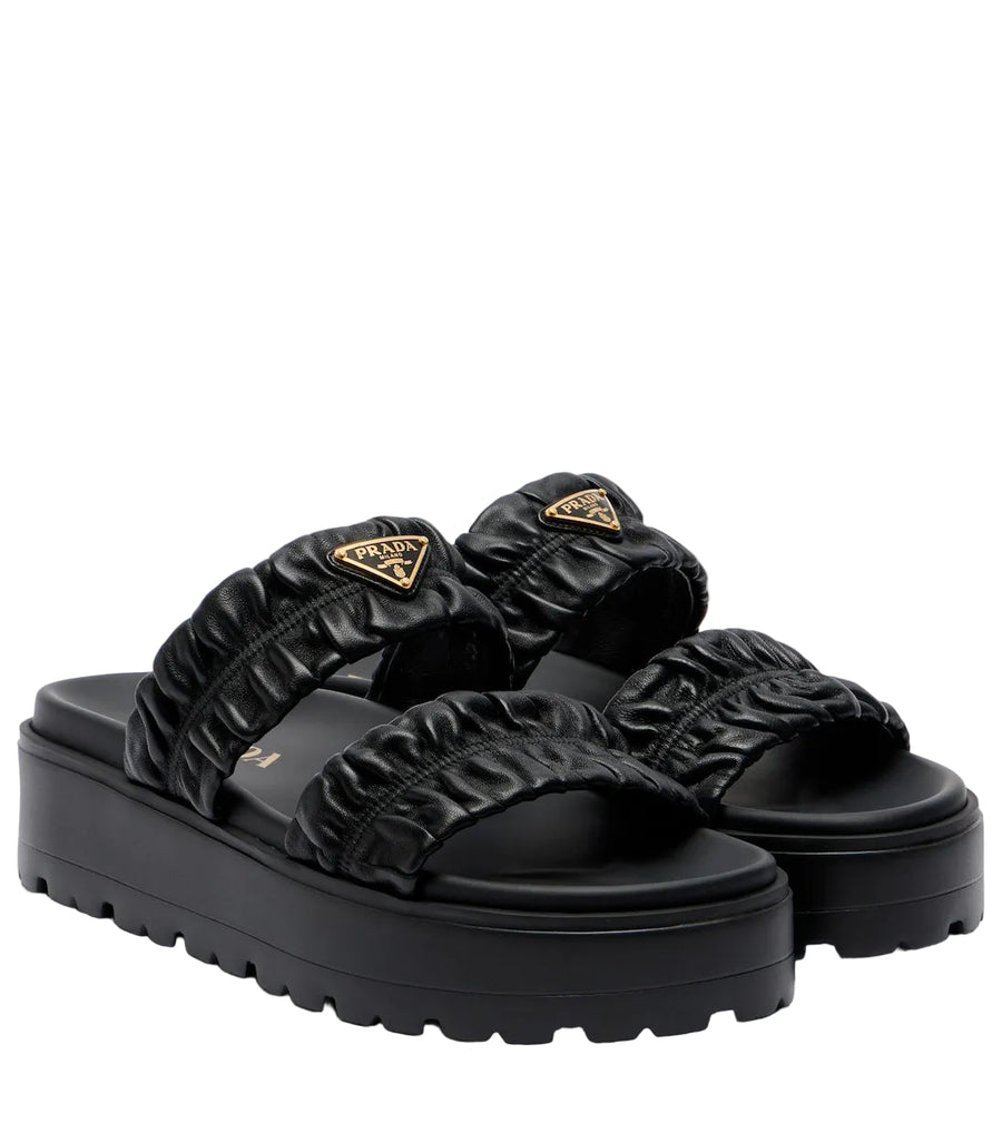 Prada Matelassé leather platform sandals