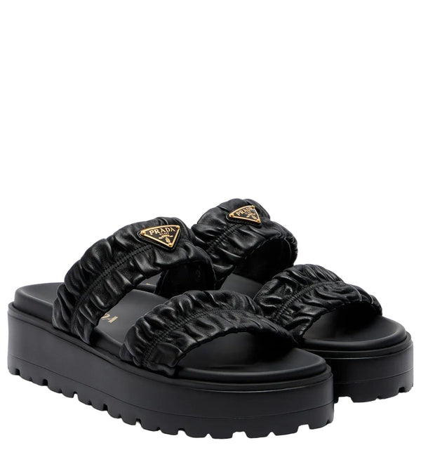Prada Matelassé leather platform sandals
