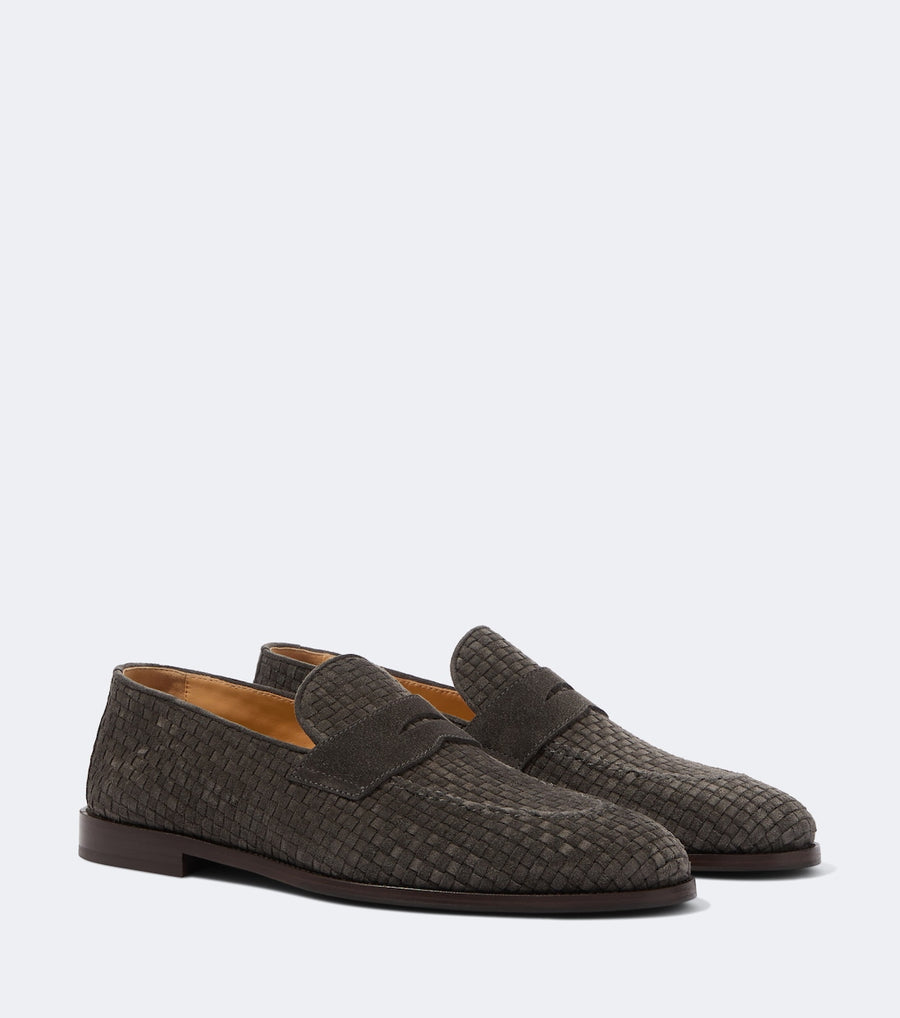 Brunello Cucinelli Woven suede penny loafers