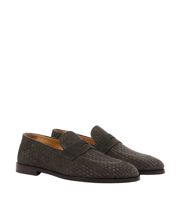 Brunello Cucinelli Woven suede penny loafers