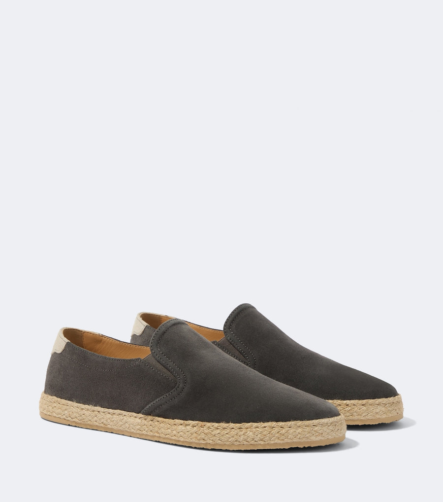 Brunello Cucinelli Jute-trimmed suede slip-on shoes