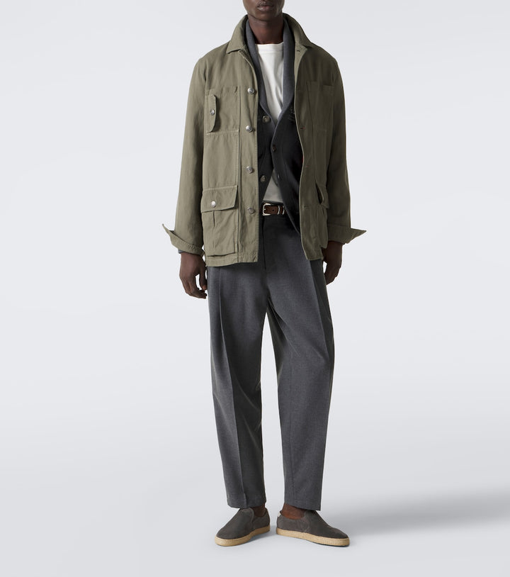 Brunello Cucinelli Jute-trimmed suede slip-on shoes