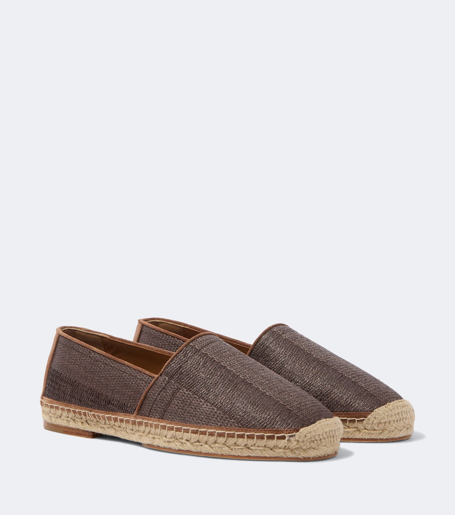 Brunello Cucinelli Leather-trimmed espadrilles