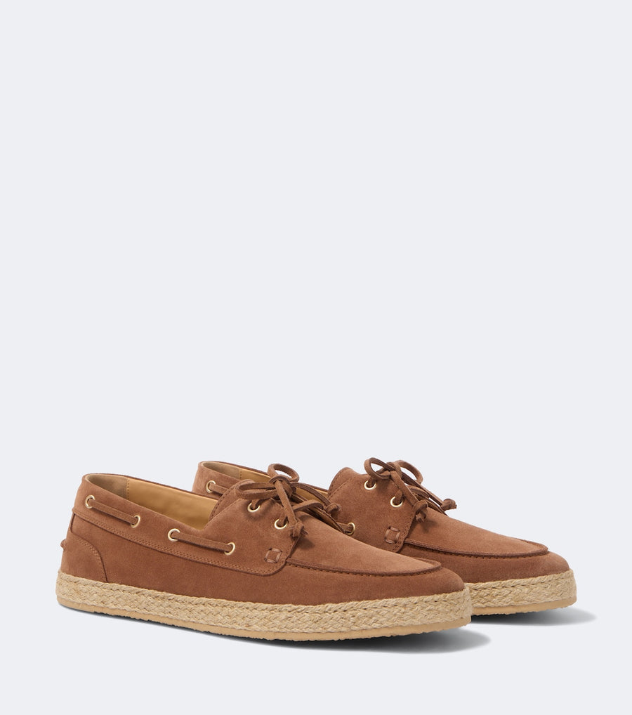 Brunello Cucinelli Jute-trimmed suede boat shoes