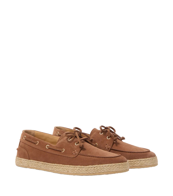 Brunello Cucinelli Jute-trimmed suede boat shoes