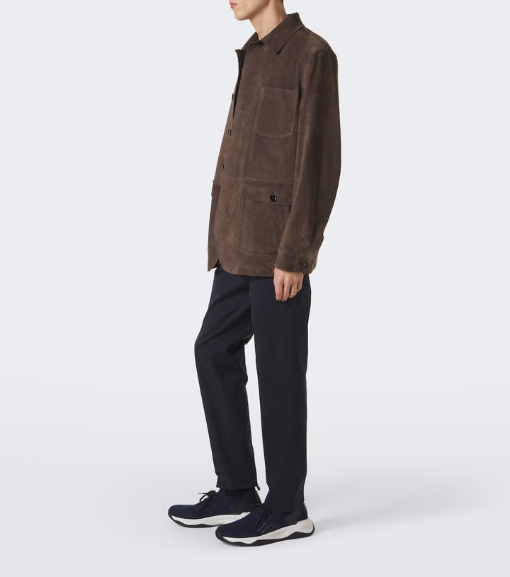 Berluti Shadow leather-trimmed knitted sneakers