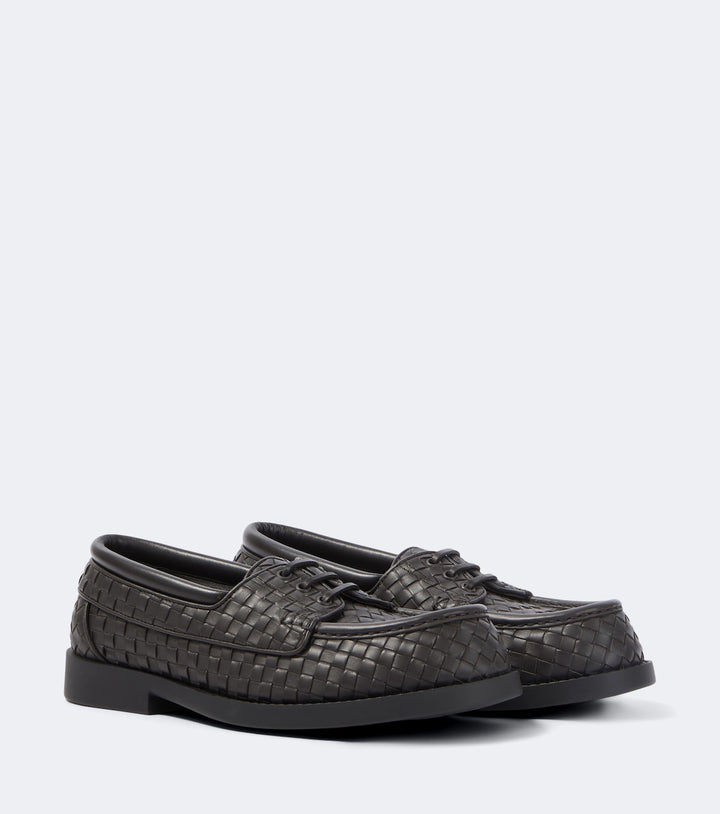 Bottega Veneta Pier Intrecciato leather boat shoes