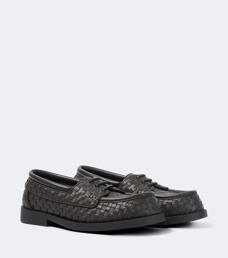 Bottega Veneta Pier Intrecciato leather boat shoes
