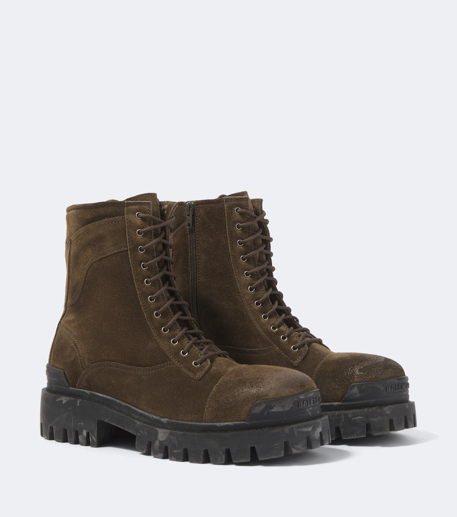 Balenciaga Strike suede combat boots