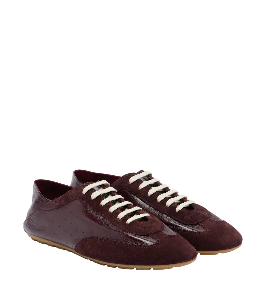 Saint Laurent Lewis suede-trimmed leather sneakers