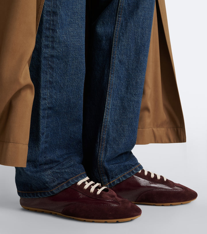 Saint Laurent Lewis suede-trimmed leather sneakers