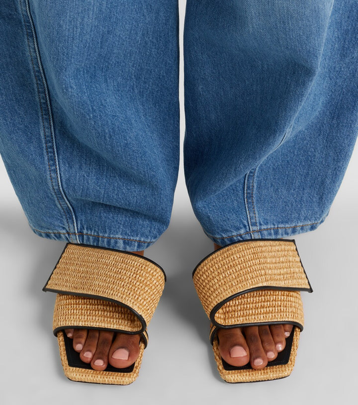 Twisted Ribbon leather-trimmed sandals