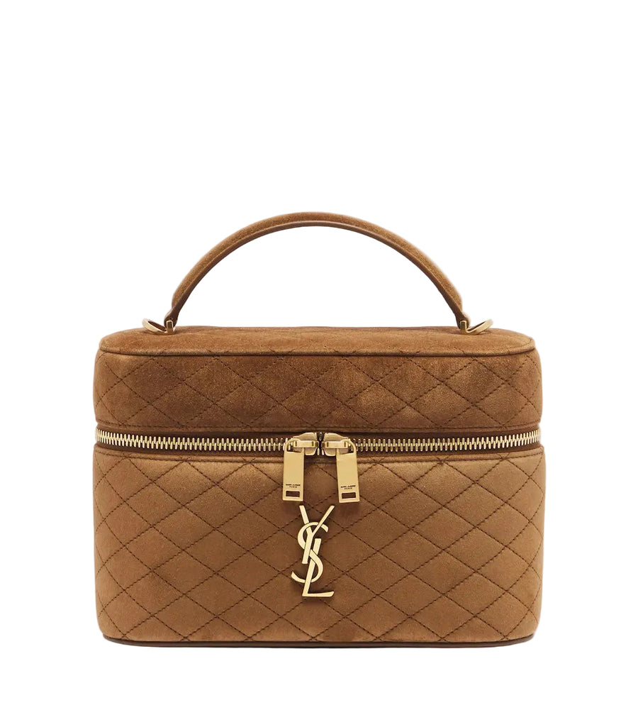 Saint Laurent Borsa da toeletta grande in pelle scamosciata Gaby