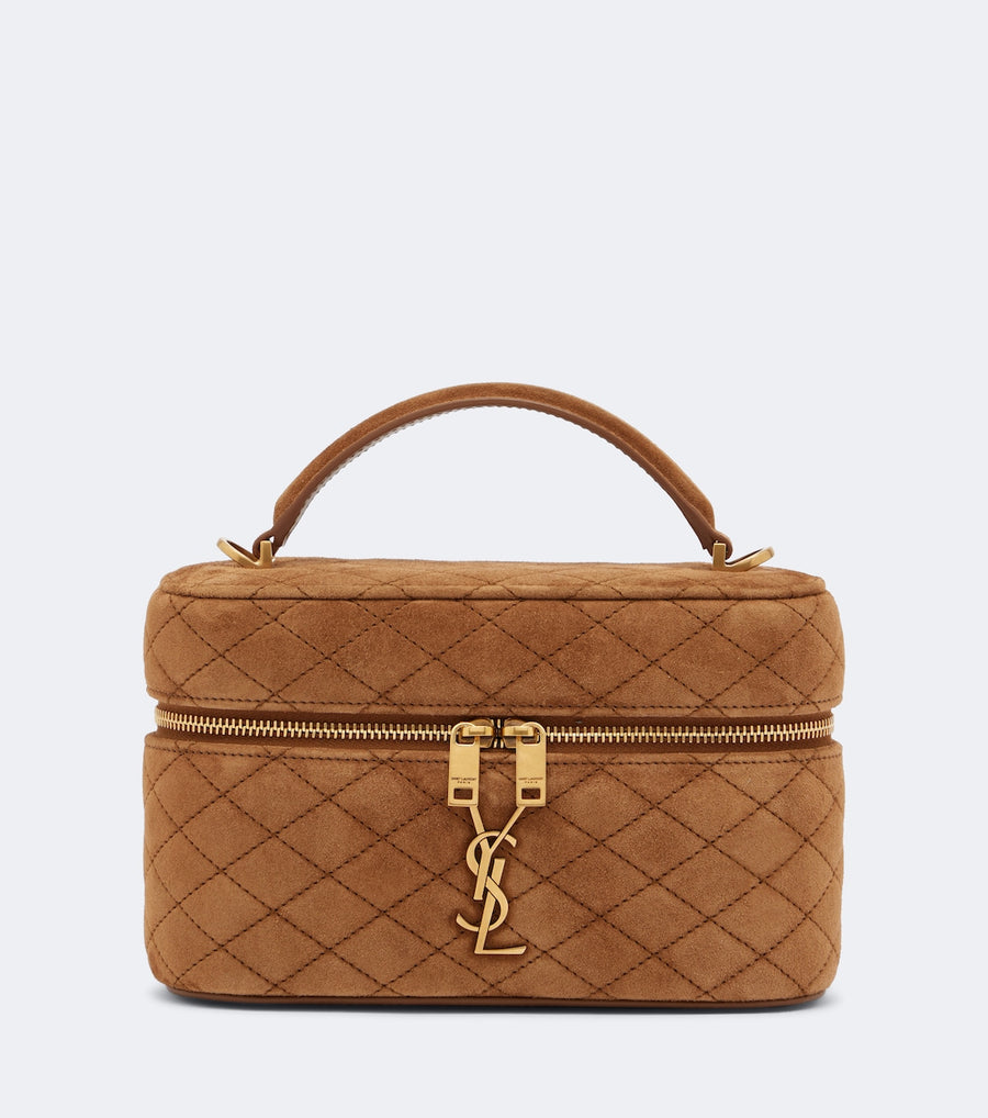 Saint Laurent Gaby Mini Quilted Suede Vanity Bag