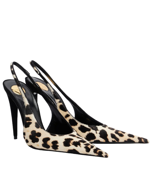 Saint Laurent Guermantes calf hair slingback pumps