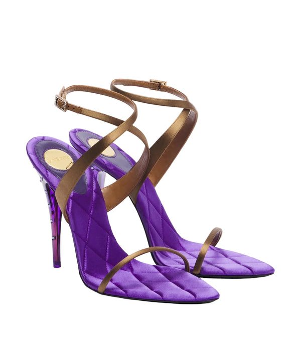 Saint Laurent Ivresse Embellished Quilted Satin Sandals
