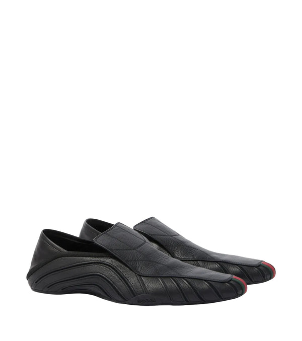Gucci Mesh-trimmed leather loafers