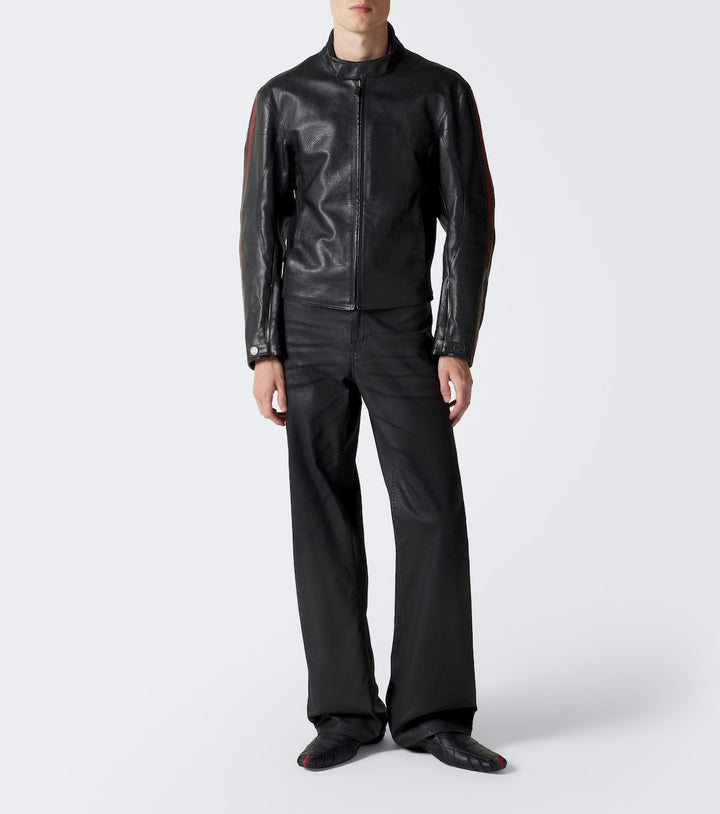 Gucci Mesh-trimmed leather loafers