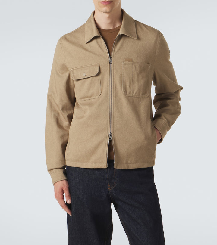 Moncler Leather-trimmed cotton jacket