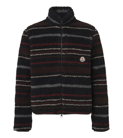 Moncler Striped wool-blend fleece zip-up cardigan