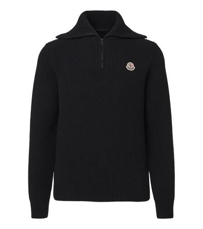 Moncler Ribbed-knit virgin wool half-zip sweater