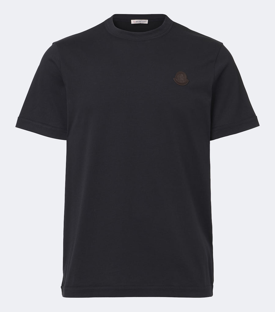 Moncler Leather-trimmed cotton jersey T-shirt