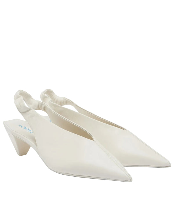 Loewe Origami Cubic leather slingback pumps