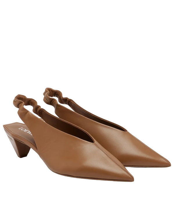 Loewe Origami Leather Slingback Pumps