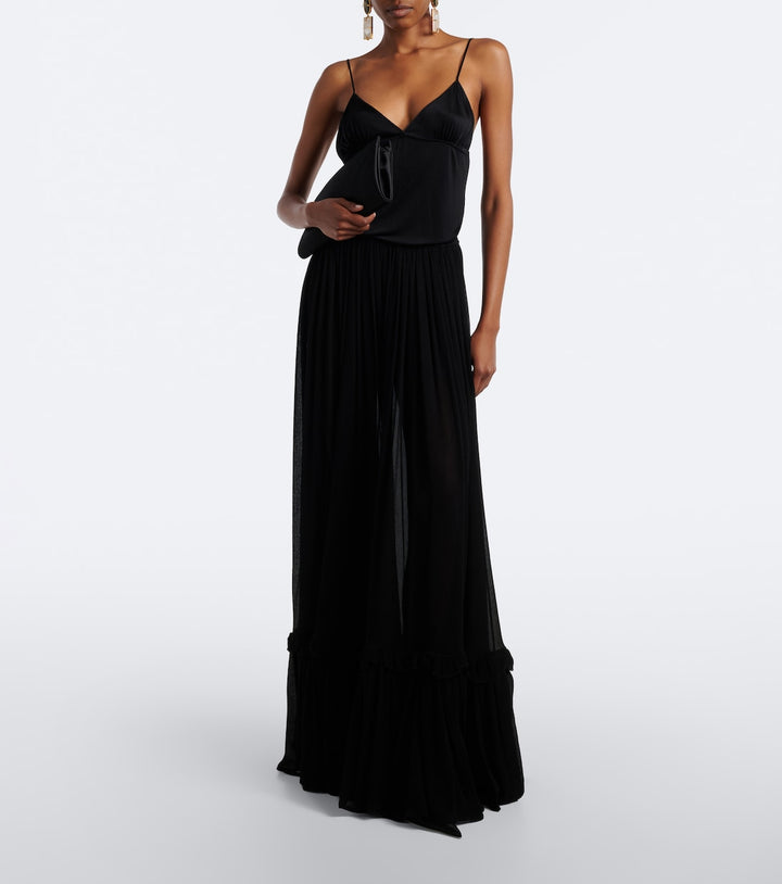 Saint Laurent Ruffled silk maxi skirt
