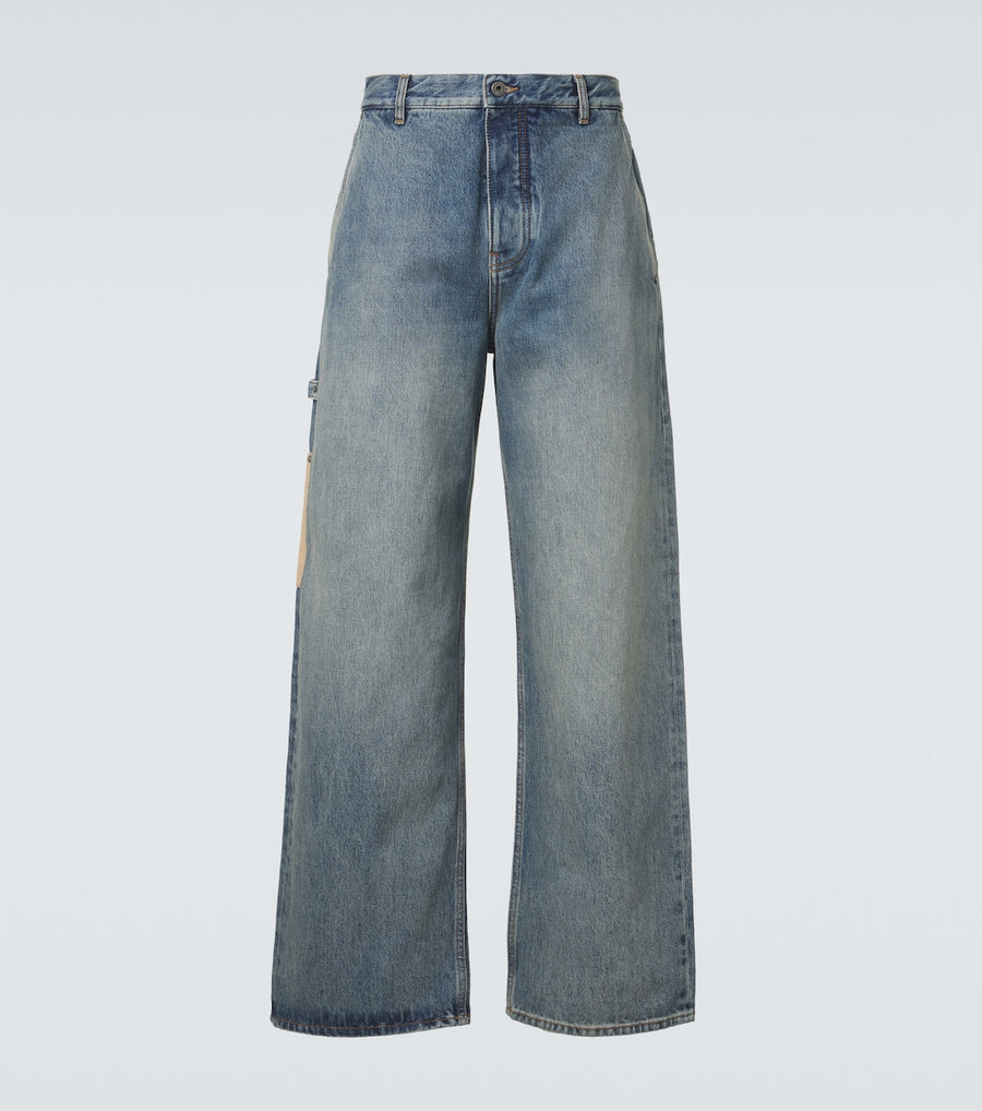 Loewe Suede-trimmed straight jeans