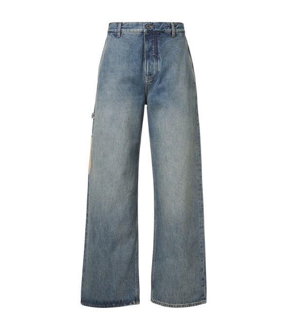 Loewe Suede-trimmed straight jeans