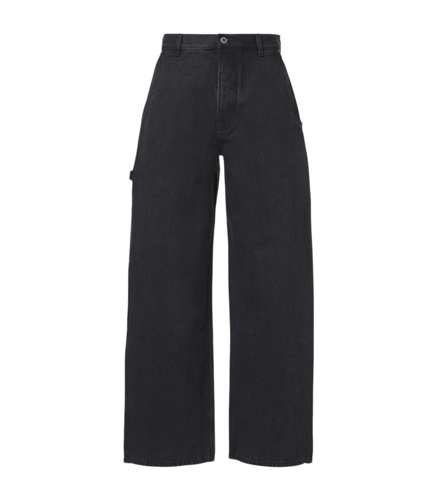 Loewe Jeans a gamba larga con finiture in pelle