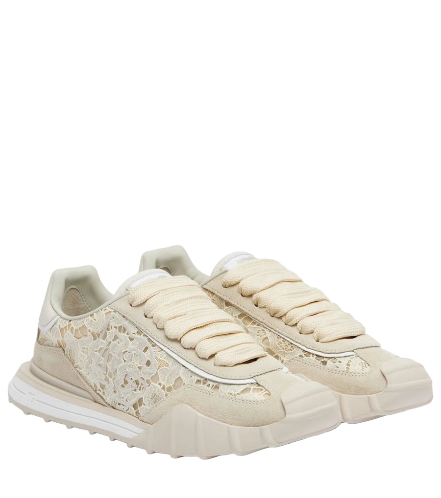 Dolce&Gabbana Runner Suede-Trimmed Lace Sneakers