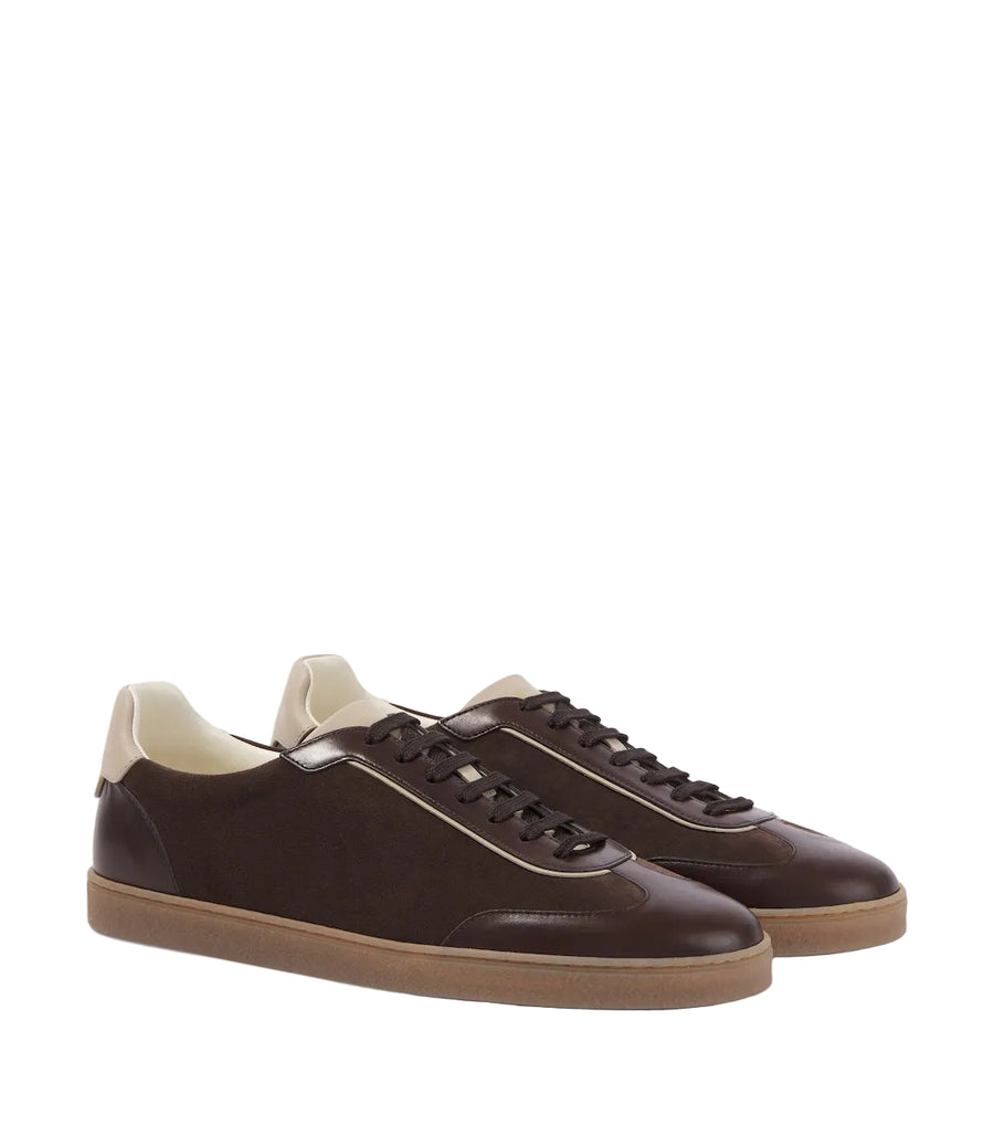 Brunello Cucinelli Leather-trimmed suede sneakers