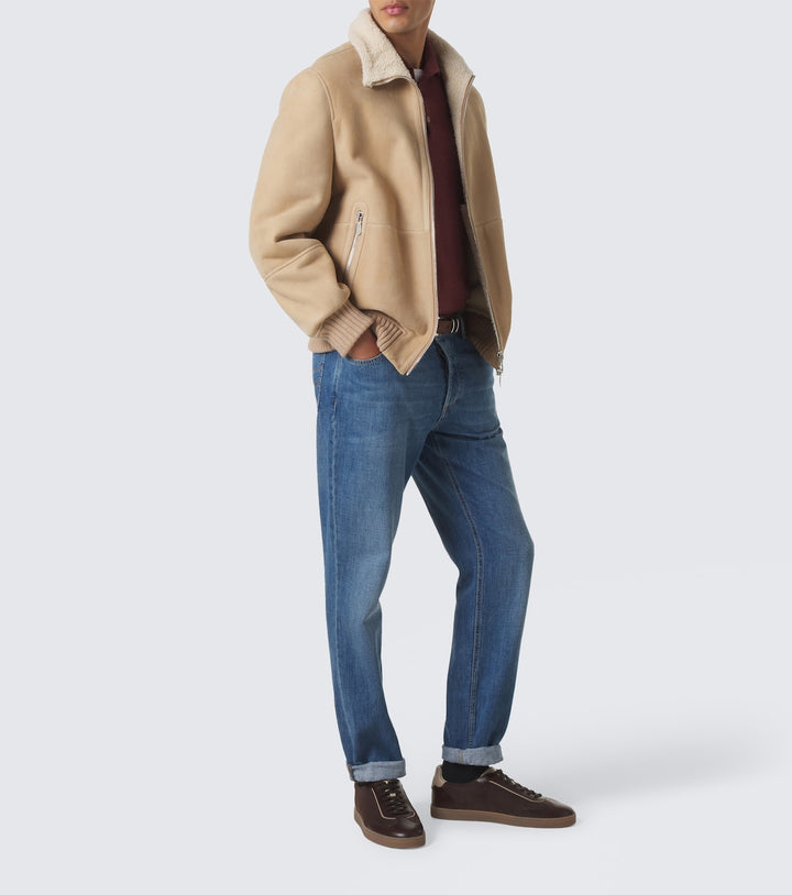 Brunello Cucinelli Leather-trimmed suede sneakers
