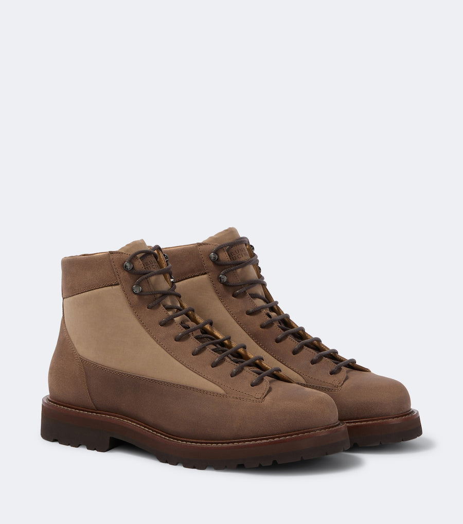 Brunello Cucinelli Suede-trimmed lace-up boots