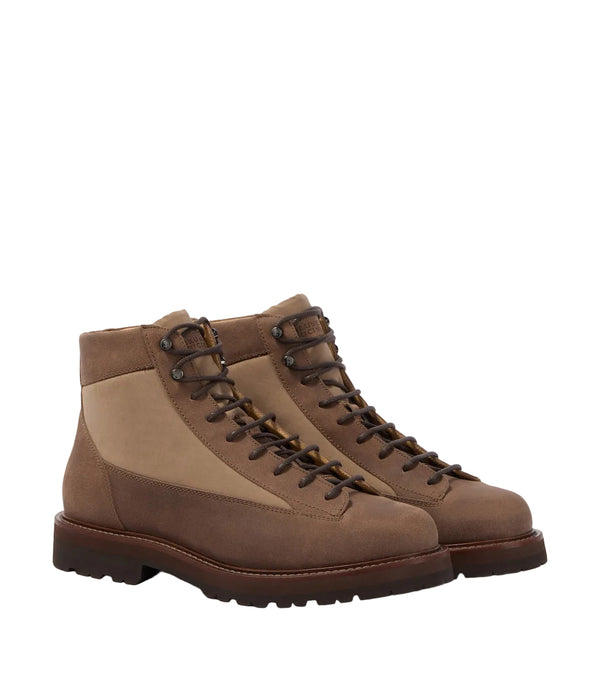 Brunello Cucinelli Suede-trimmed lace-up boots