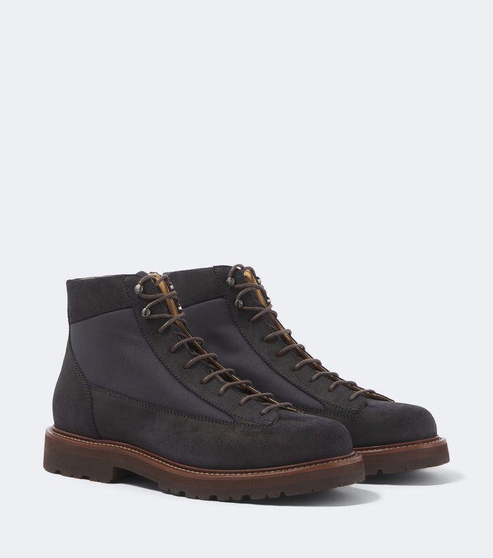 Brunello Cucinelli Suede-trimmed lace-up boots