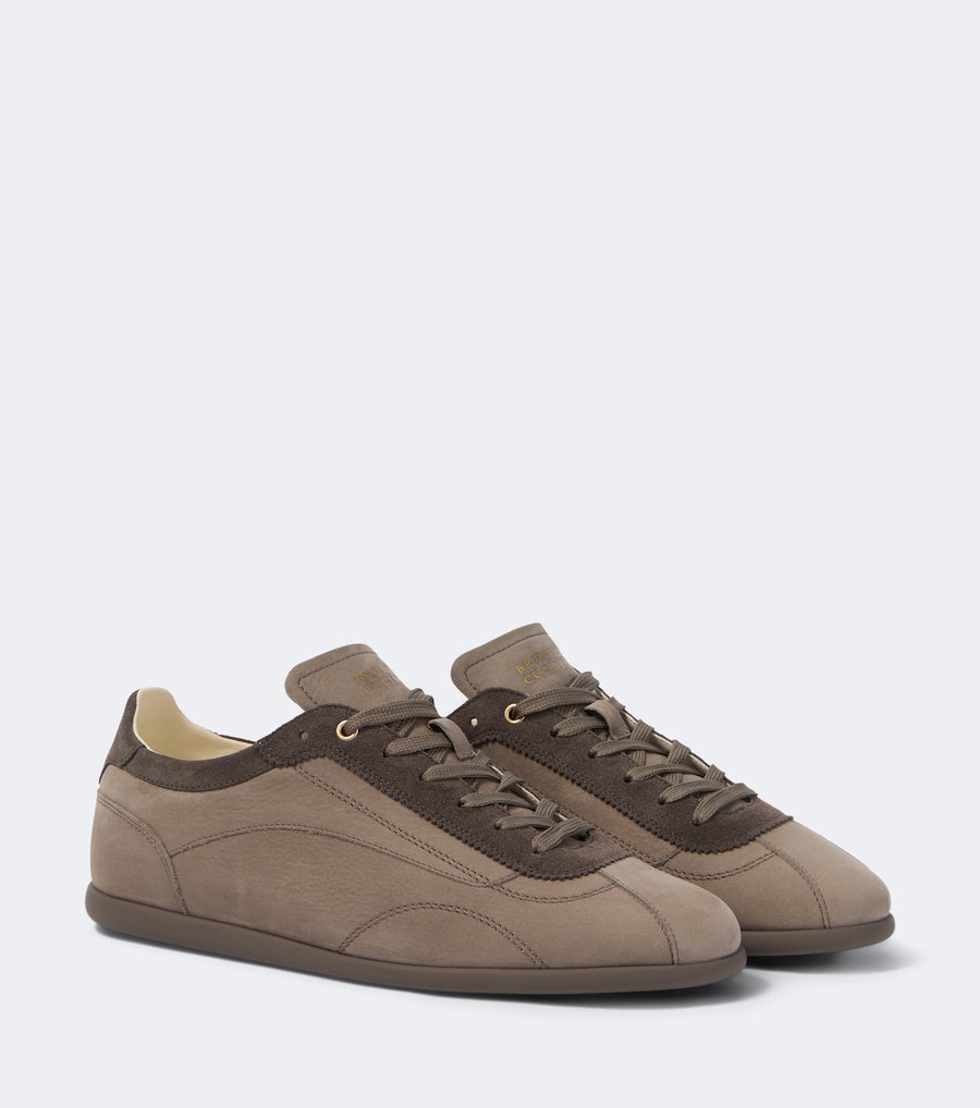 Brunello Cucinelli Suede-trimmed leather sneakers