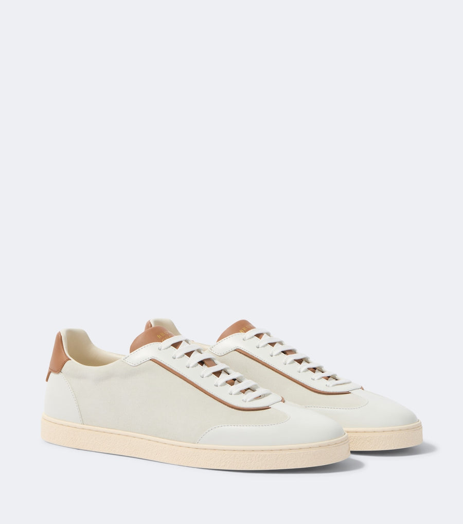 Brunello Cucinelli Leather-trimmed suede sneakers
