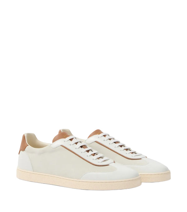 Brunello Cucinelli Leather-trimmed suede sneakers