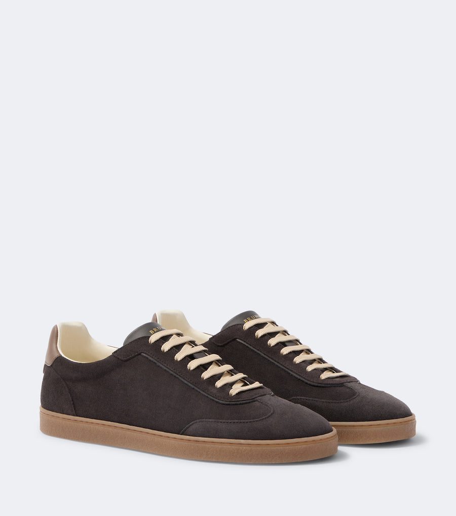 Brunello Cucinelli Leather-trimmed suede sneakers